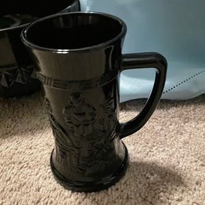 Collectible 60s Cameo Black Amethyst Indiana Glass Tiara DiamondPoint Beer Stein